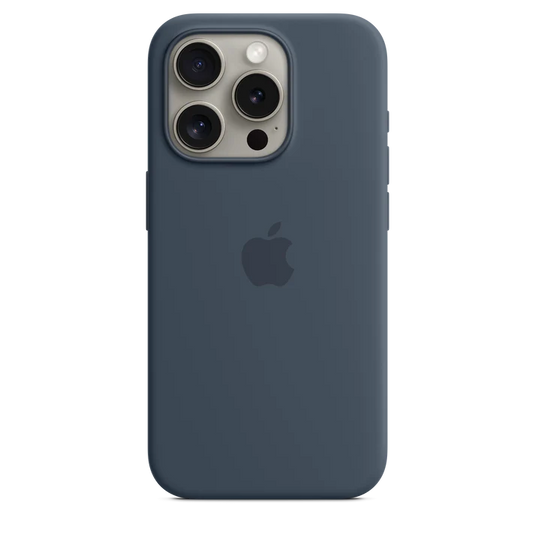 Apple Funda de silicona con MagSafe para iPhone 15 pro , Azul tempestad